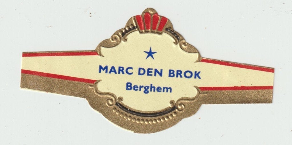 reclamen no 176-  marc den brok  berghem, Ophalen of Verzenden, Sigarenbandjes