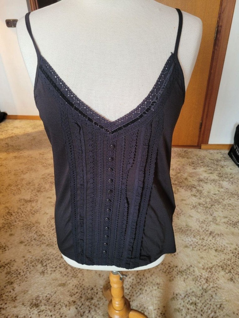 Via Appia zwarte spaghetti top maat 42, Zwart, Maat 42/44 (L), Ophalen of Verzenden, Zo goed als nieuw