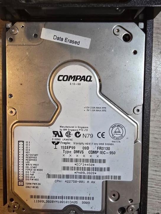 Compaq 9.1 GB HDD - Intern, scsi aansluiting, Computers en Software, Intern, Gebruikt, Server, HDD