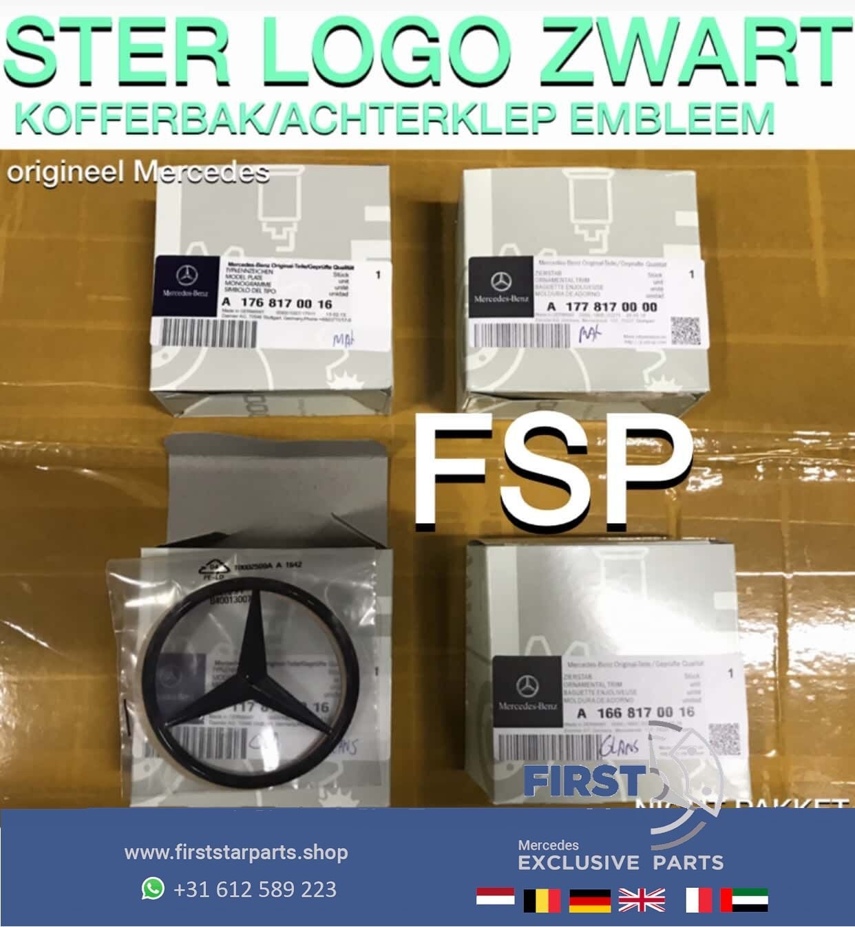 Mercedes AMG ster kofferbak logo A B C CLA E GLA GLE ML Klas, Gebruikt, -, Ophalen of Verzenden, -