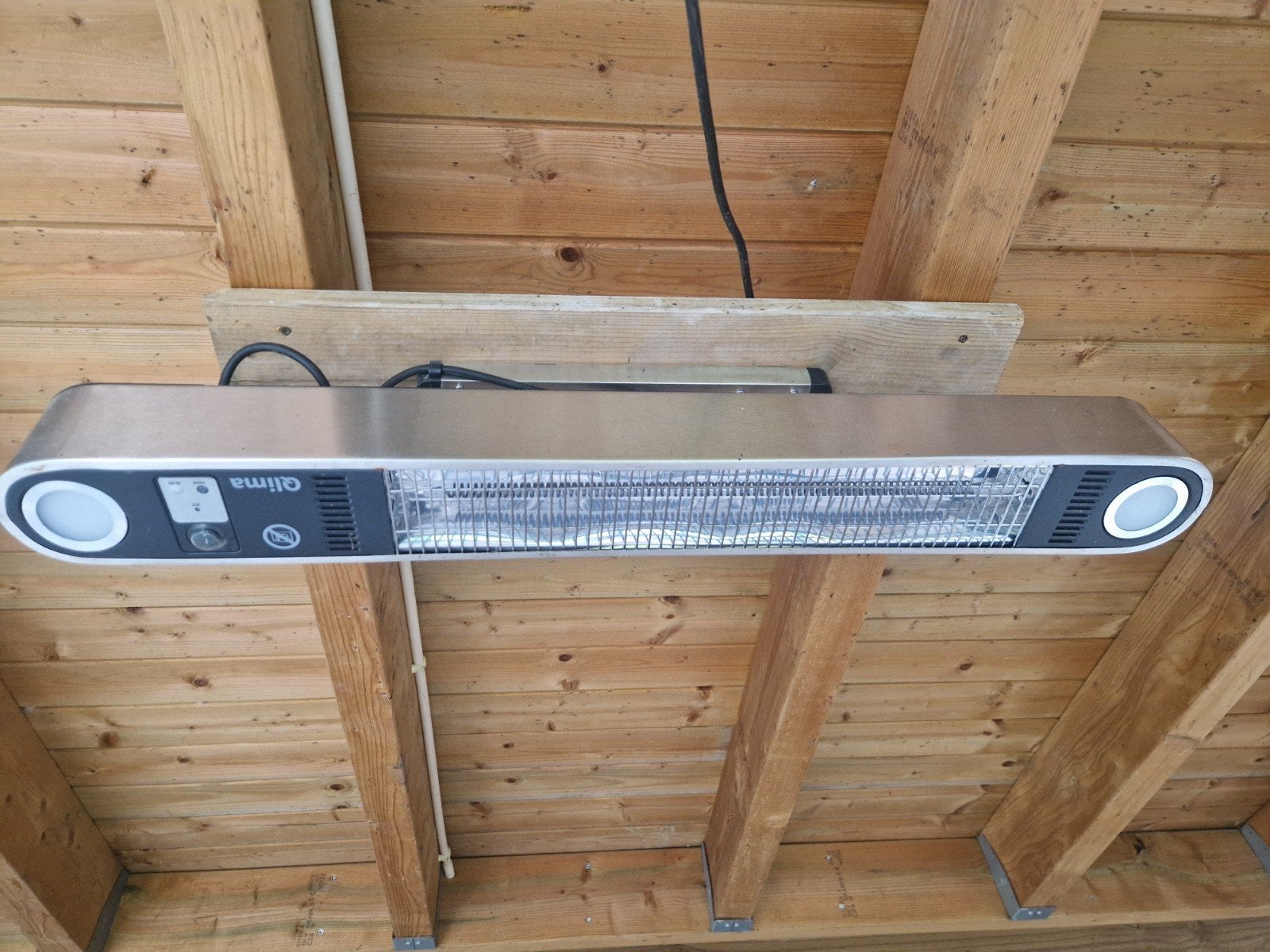 Qlima elektrische terrasverwarmer 90 cm met verlichting, Ophalen, Zo goed als nieuw, Elektrisch, Plafond