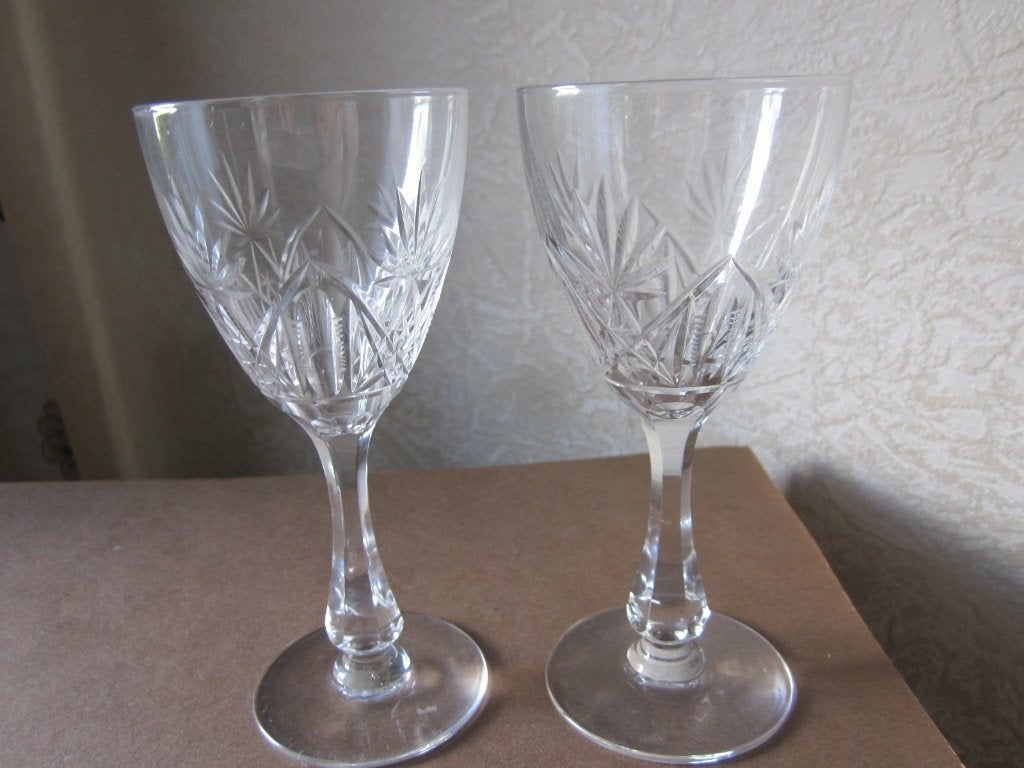 Twee prachtige aperitief glazen cristal Val St Lambert Lubin, Verzenden