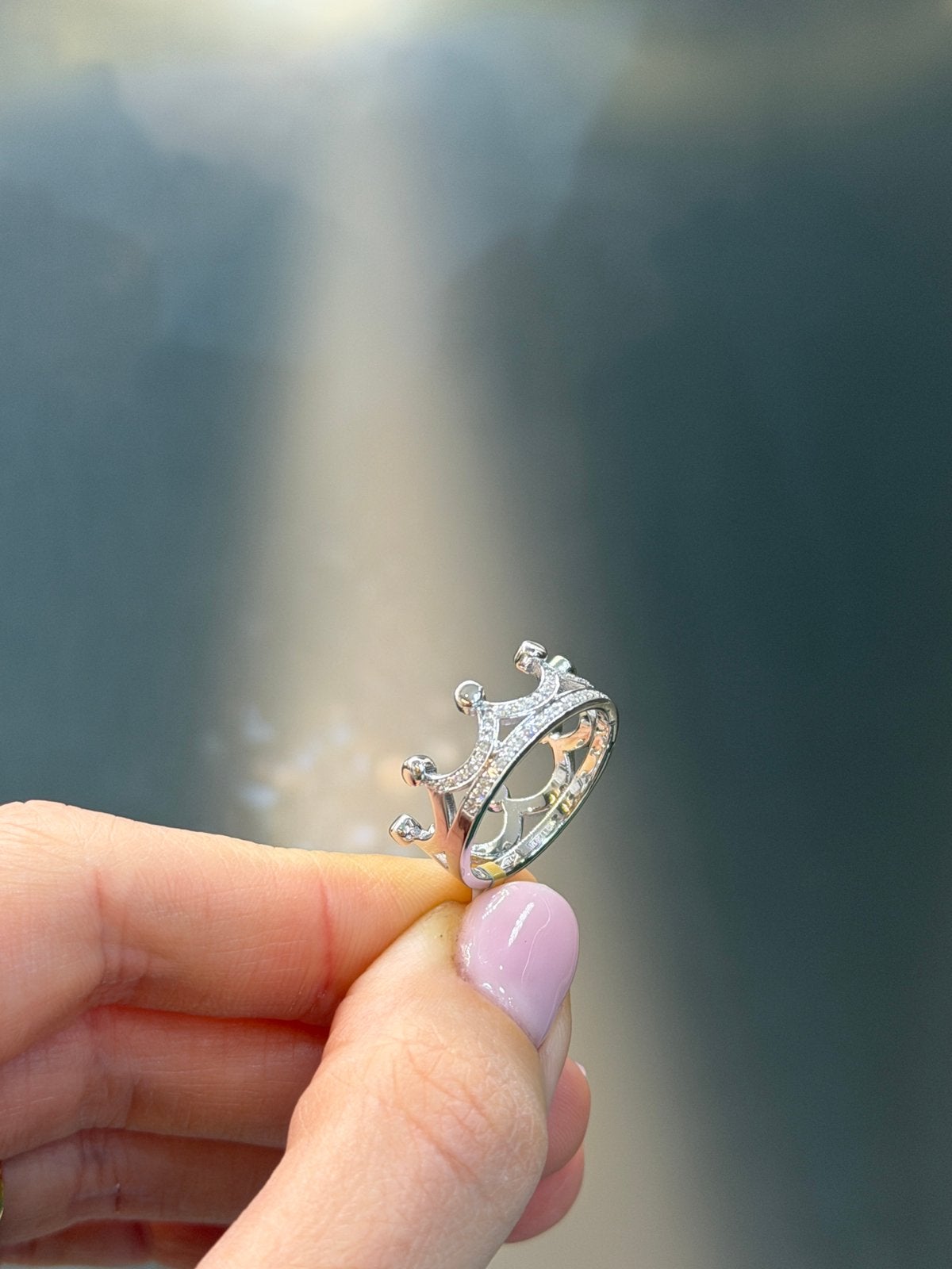 18KT Wit Goud - Ring met diamanten - Kroon ring - Unisex, Ophalen, Wit, Nieuw, 17 tot 18