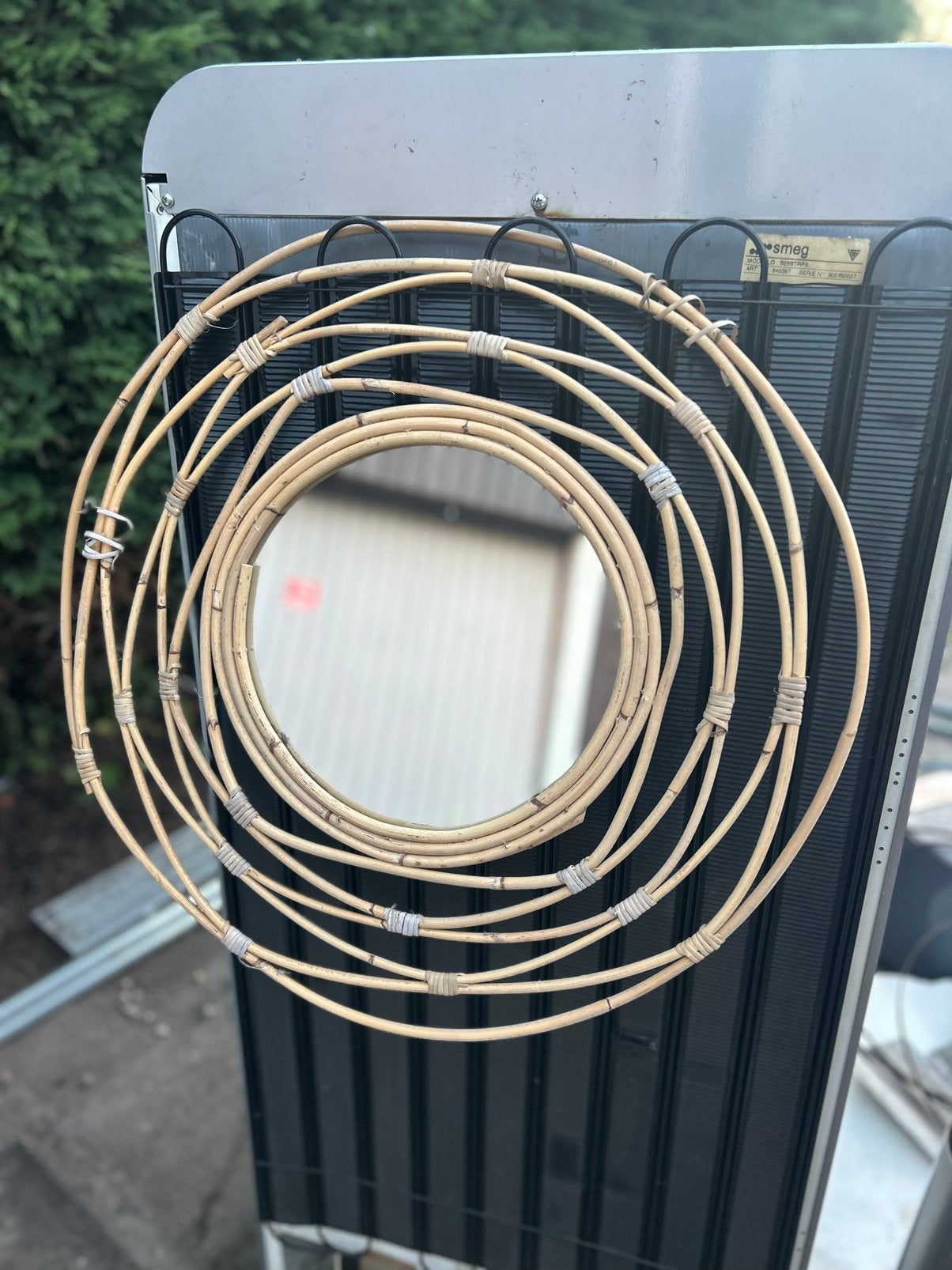 Rotan Spiegel groot, Ophalen, Minder dan 50 cm, Rond, Zo goed als nieuw