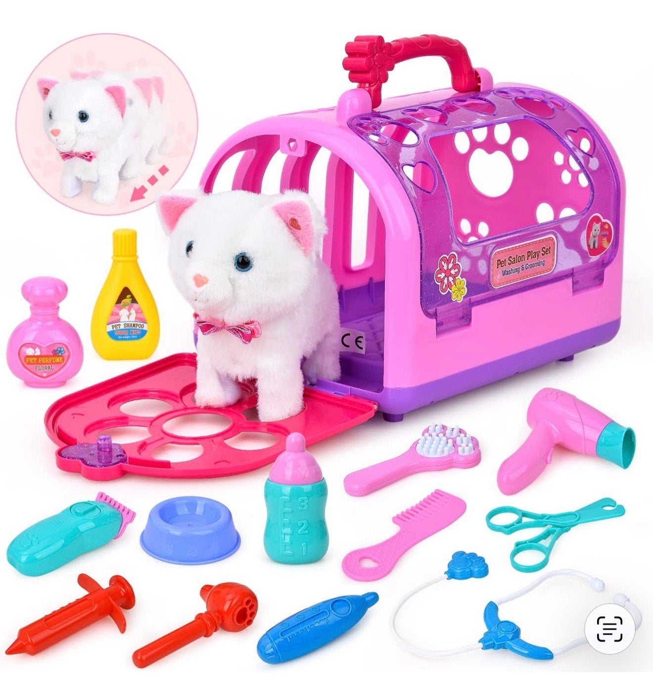 Kind kinderen speelgoed set Kat geluid huisdier verzorgen 3+, Nieuw, Interactief, Ophalen of Verzenden, H