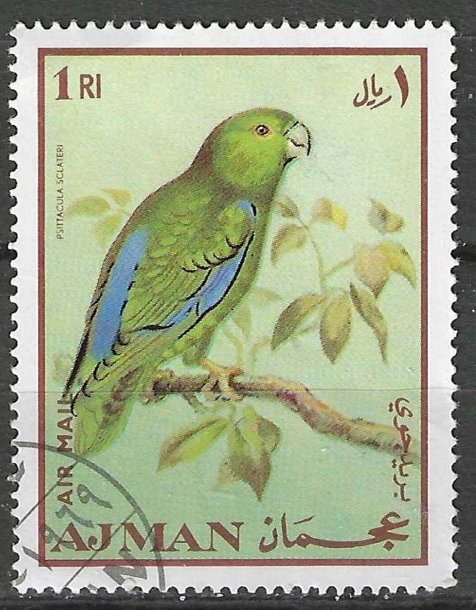 Ajman 1969 - Michel 402PA - Zwartsnaveldwergpapegaai (ST), Verzenden, Gestempeld, Midden-Oosten