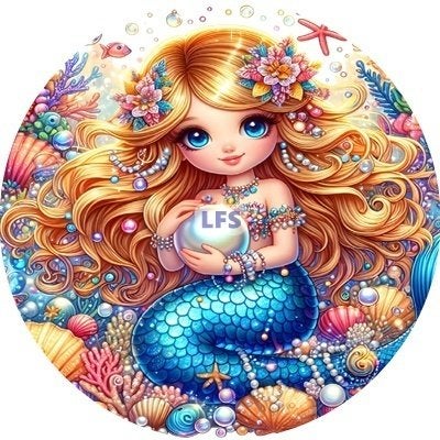 L2882 luxe icing zeemeermin 20cm eetbare taart plaat print, Ophalen of Verzenden, Nieuw, Taarten, Versiering