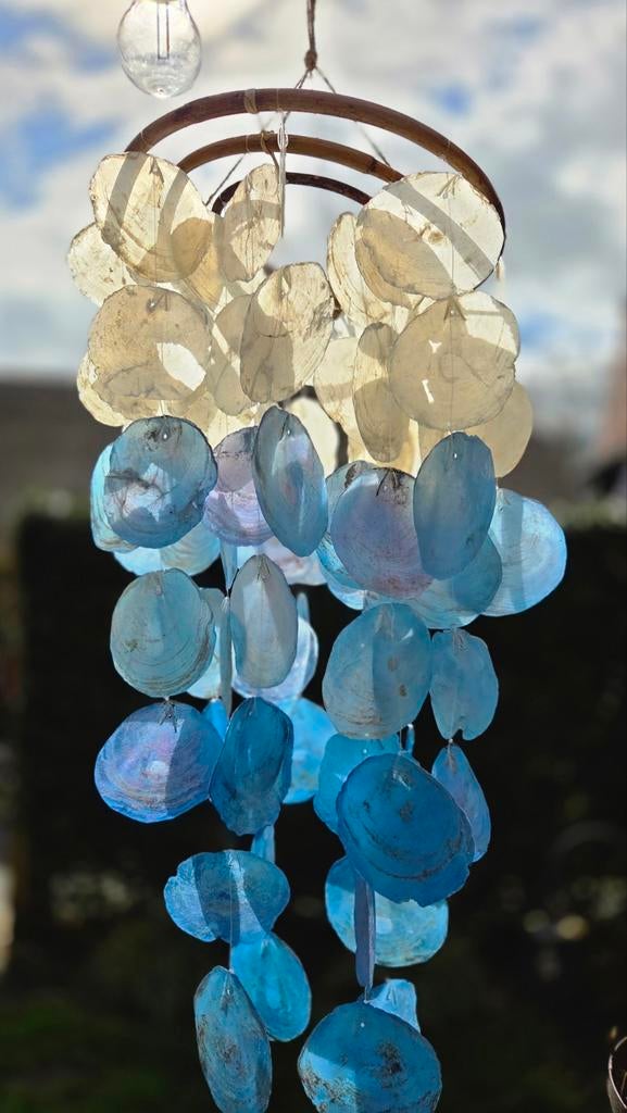 Schelpen hanger/ Capizhanger blauw  -S29-, Blauw, Nieuw, Ophalen of Verzenden, .