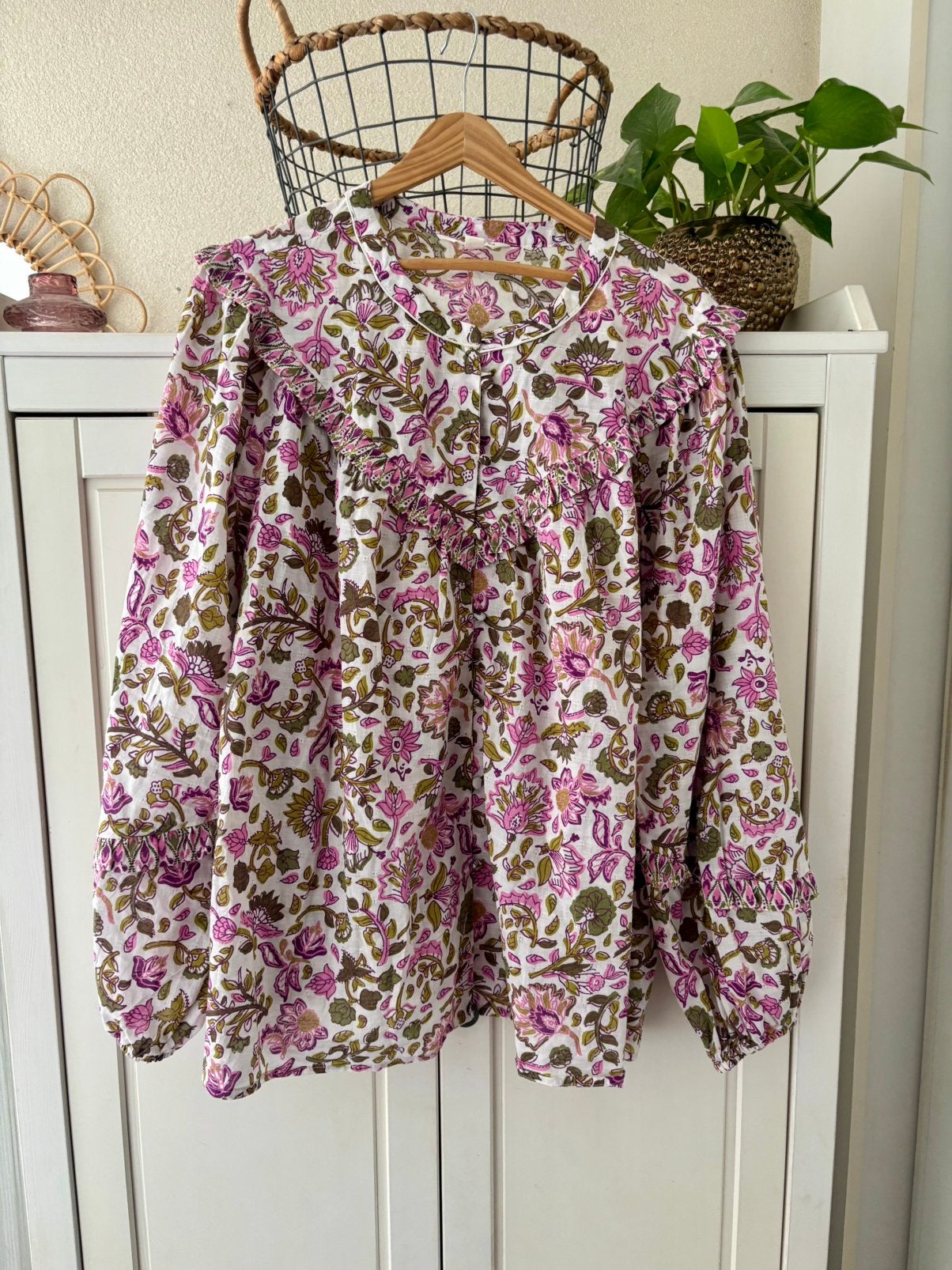 FSTVL katoenen blouse maat 50, Ophalen of Verzenden, Zo goed als nieuw, Roze, Blouse of Tuniek