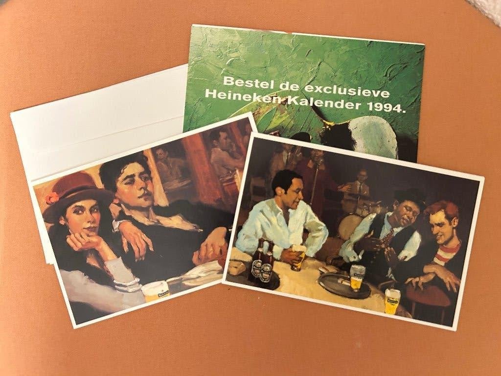 Heineken 2 kaarten met envelop ‘Bier zoals bier bedoeld is’, Verzamelen, Biermerken, Ophalen of Verzenden, Nieuw, Reclamebord, Plaat of Schild