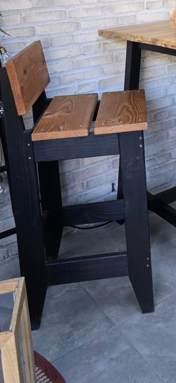 Set van 2 houten barkrukken, Ophalen, Gebruikt, 60 tot 90 cm, Hout