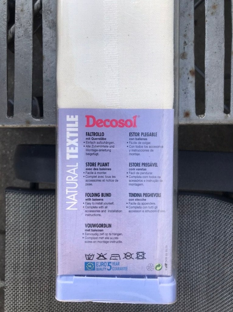 Decosol Vouwgordijn Wit Textiel - Model: Jacquard 99x180cm, Ophalen, Overige merken, 180 cm, Wit
