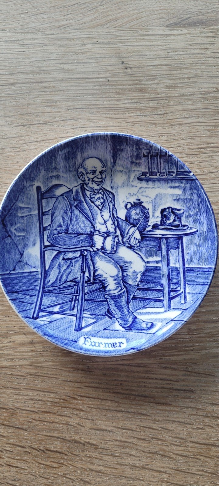 Wedgwood Tunstall 'Farmer' sierbordje - Blauw/Wit, Antiek en Kunst, Ophalen of Verzenden