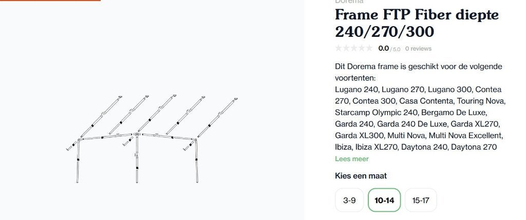 Te koop: Dorema Fiber tech voortent frame, Ophalen, Zo goed als nieuw