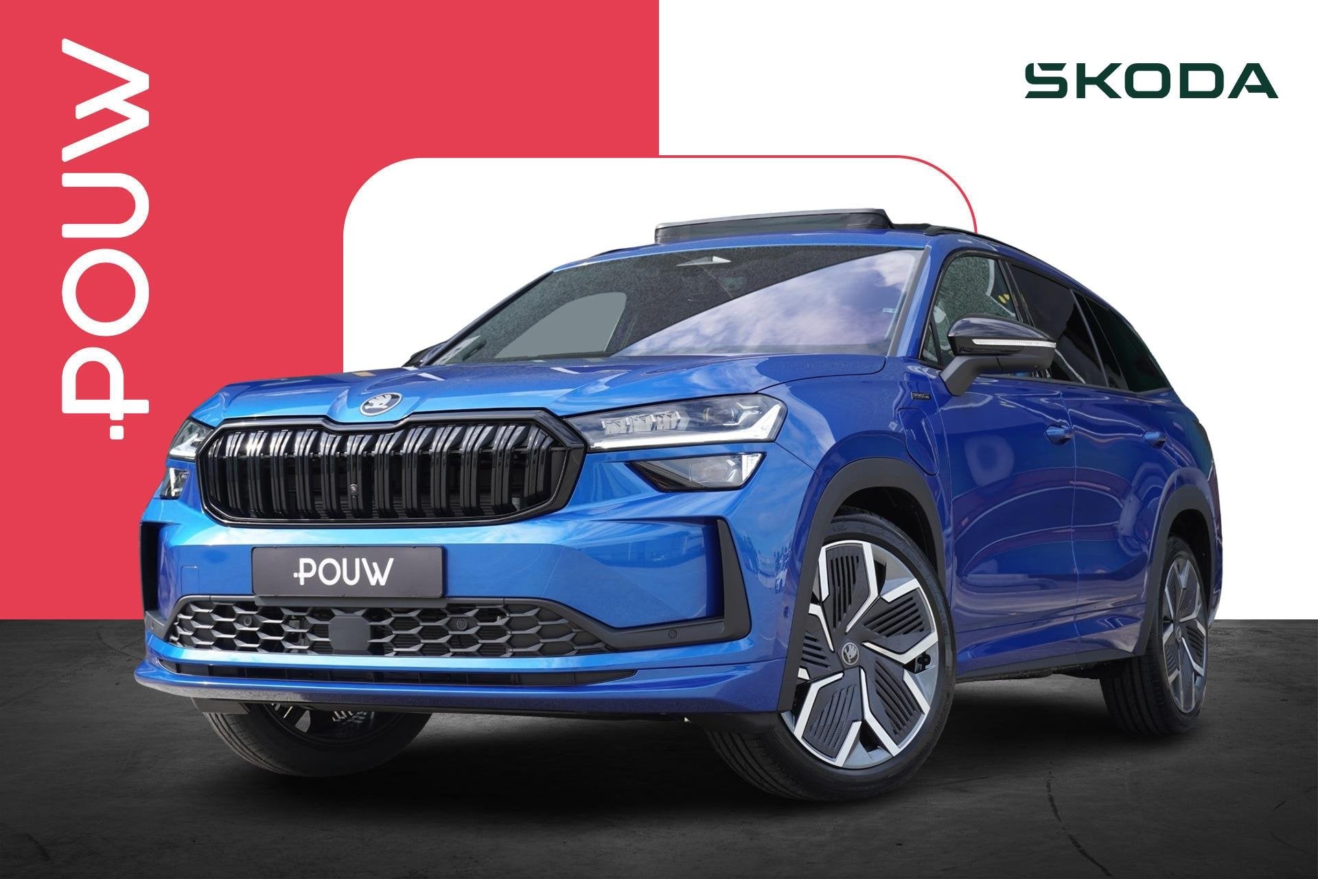 Skoda Kodiaq 1.5 TSI 204pk PHEV Sportline Business | Panoram, Auto's, Skoda, 12 maanden, 1498 cc, 4 cilinders, Blauw