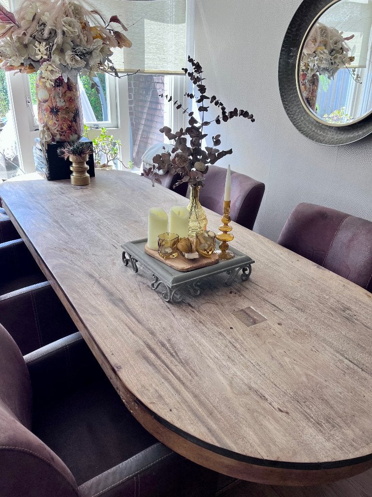 VERKOCHT, Lange ovale antieke eettafel, Huis en Inrichting, Ophalen, Gebruikt, 200 cm of meer, 50 tot 100 cm