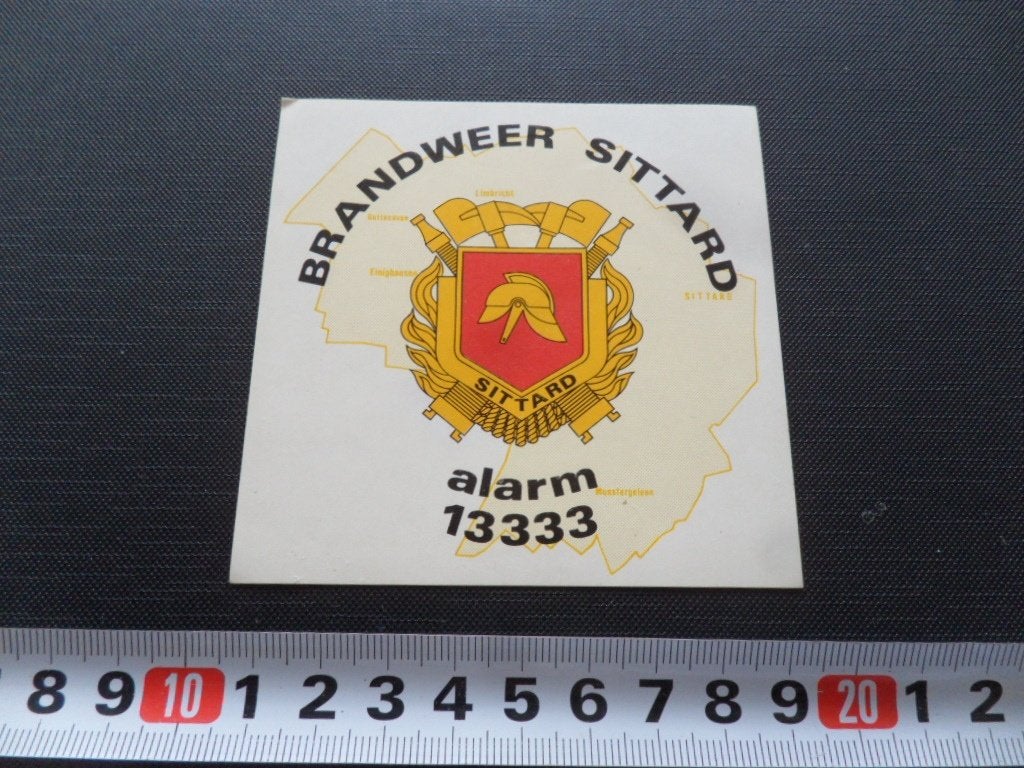 sticker brandweer sittard alarm 13333, Ophalen of Verzenden, Zo goed als nieuw