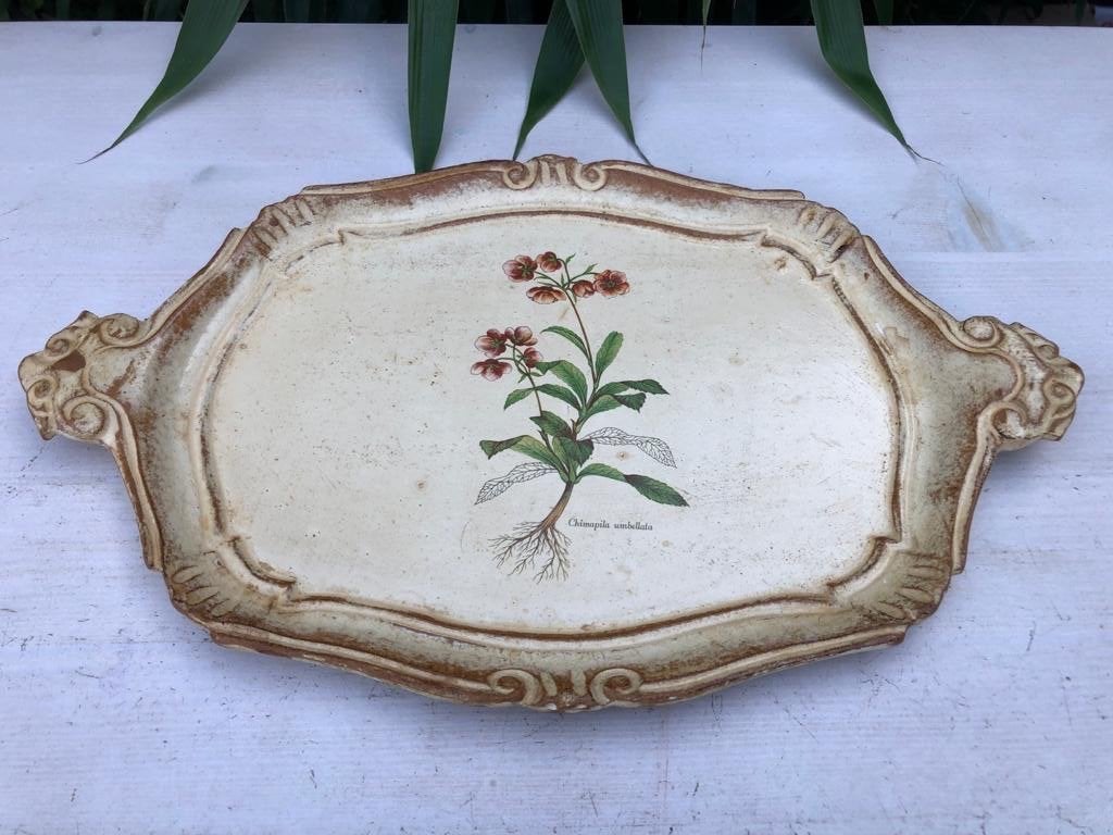 Decoratief Dienblad met Botanische Illustratie - Vintage, Overige materialen, Ophalen of Verzenden, Zo goed als nieuw, Dienblad