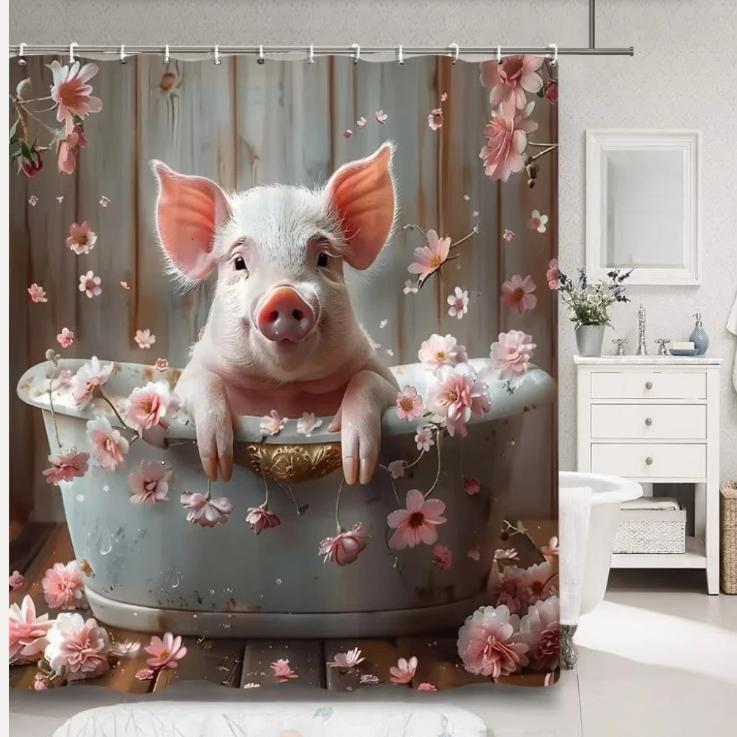 Douchegordijnen Boerderijdieren in bad (180x200cm), Ophalen of Verzenden, Nieuw