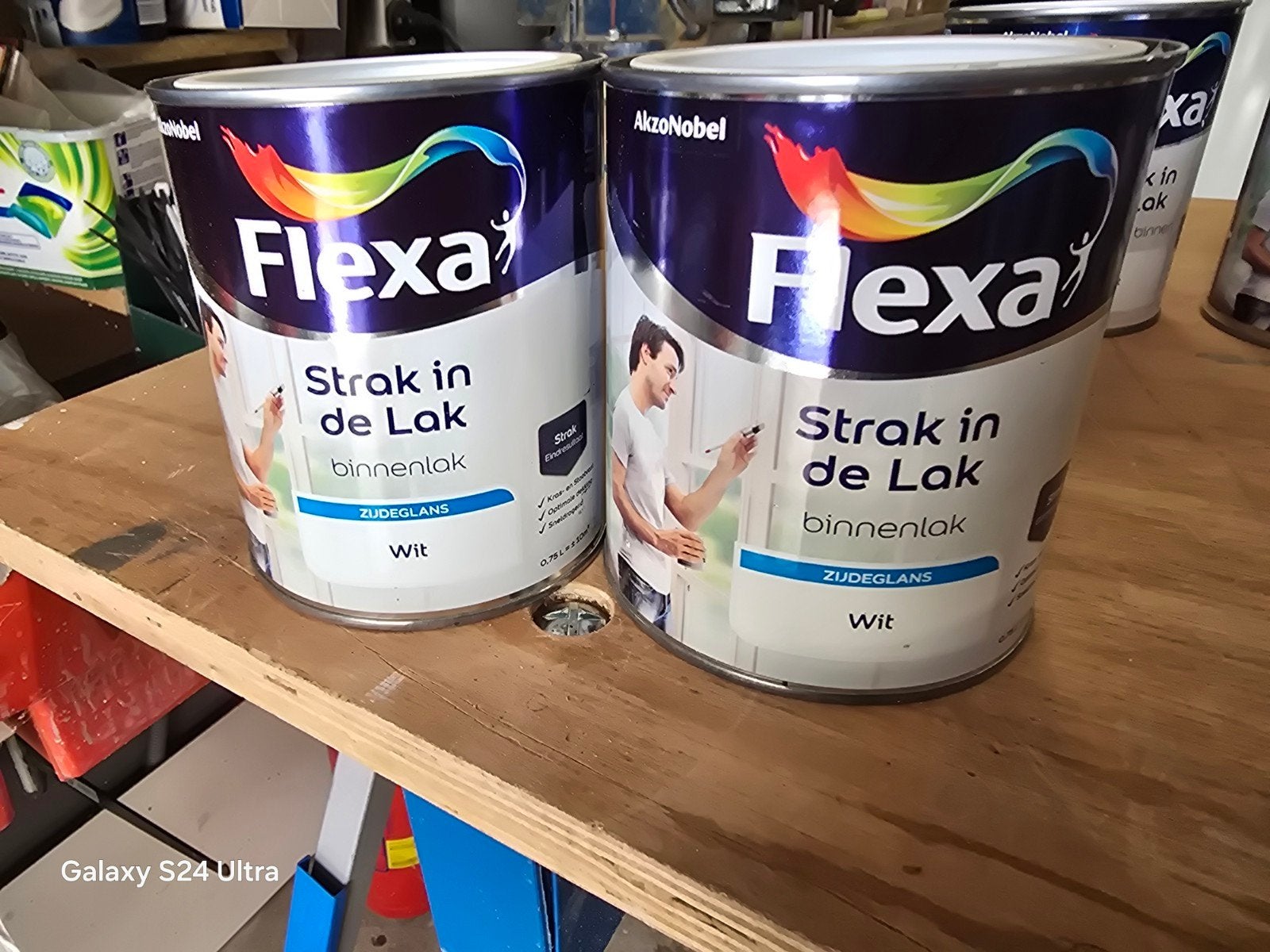 2x Flexa Strak in de Lak Binnenlak Zijdeglans Wit 0.75L, Ophalen of Verzenden