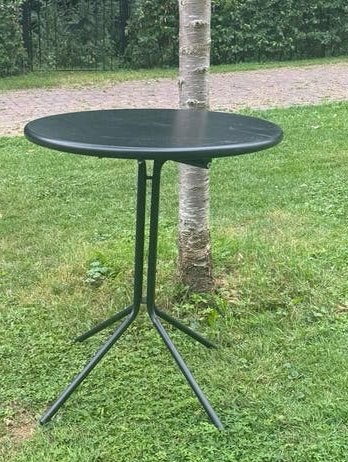 Zwart ronde metale bistrotafel, inklapbaar 60cm, Tuin en Terras, Tuintafels, Ophalen, Zo goed als nieuw, Rond, Metaal