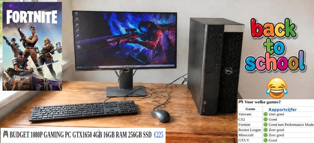 BUDGET 1080P GAMING PC GTX1650 4GB 16GB RAM 256GB SSD, Ophalen, 256 GB, Refurbished, Intel Xeon