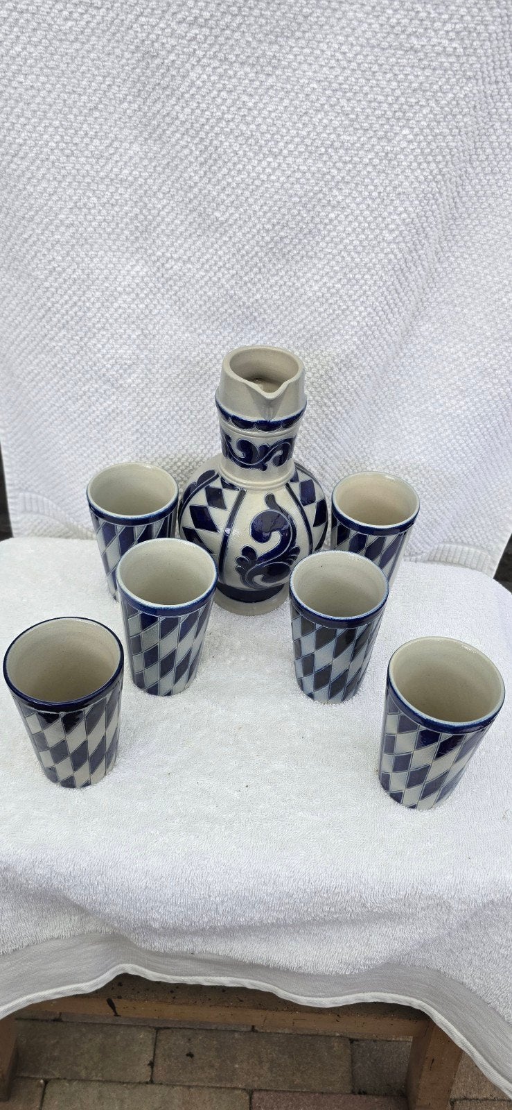 Puntgaaf Vintage Goebel Merkelbach Schenkkan + 6 Bekers Salz, Ophalen of Verzenden