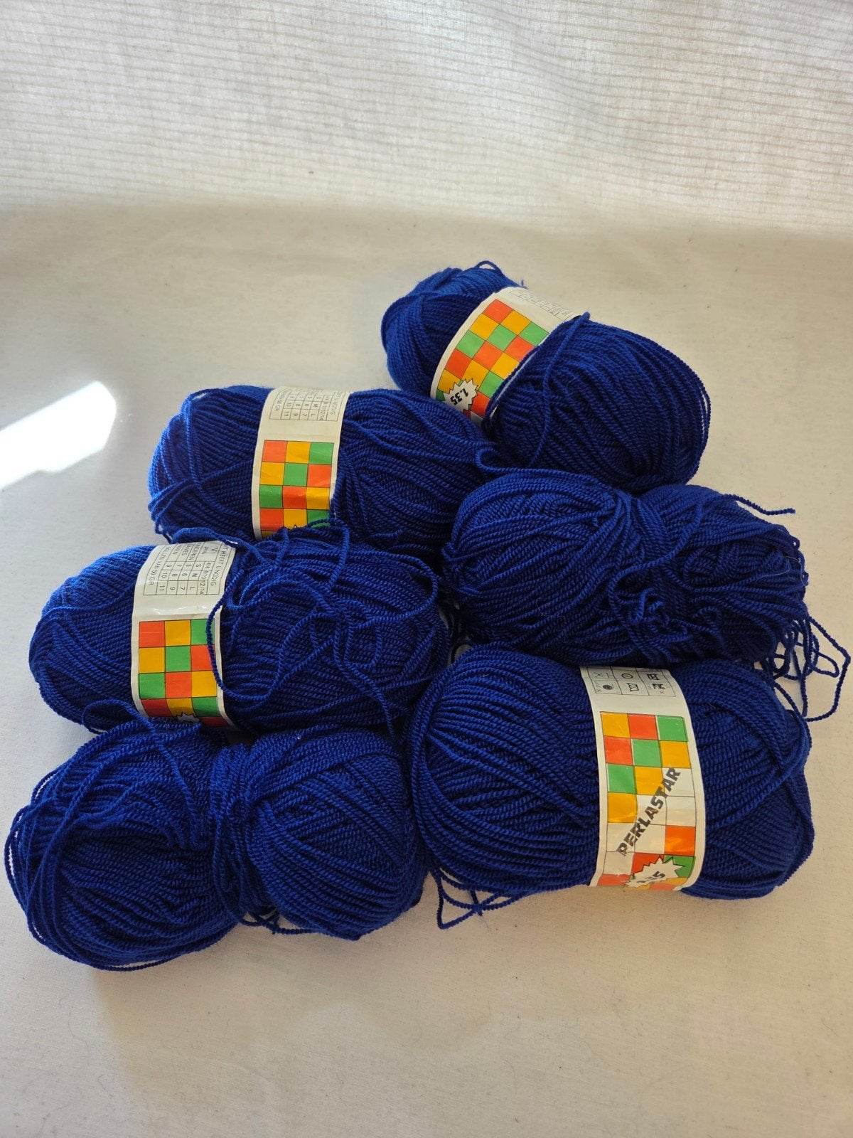 Perlastar Koningsblauw Garen - 6 Bollen - 100 % acryl, Ophalen of Verzenden, Nieuw, Breien of Haken, Wol of Garen