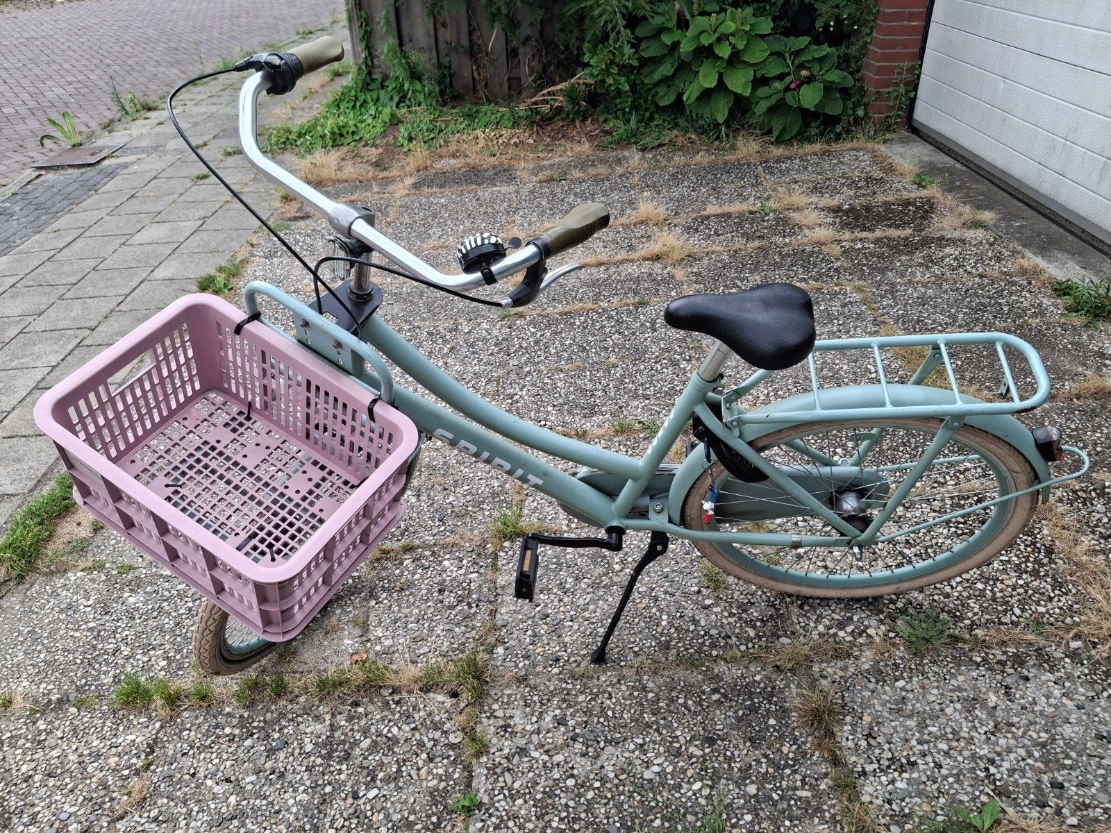 Spirit Cargo Meisjesfiets - Lichtblauw met Roze Mand, Terugtraprem, 50 tot 53 cm, Ophalen, Overige merken