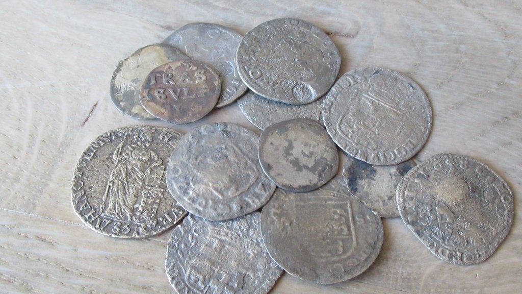 Zilveren munten lot 13 stuks vanaf plm 1600 oa 6 stuivers ,, Vóór koninkrijk, Setje, Zilver, Overige waardes