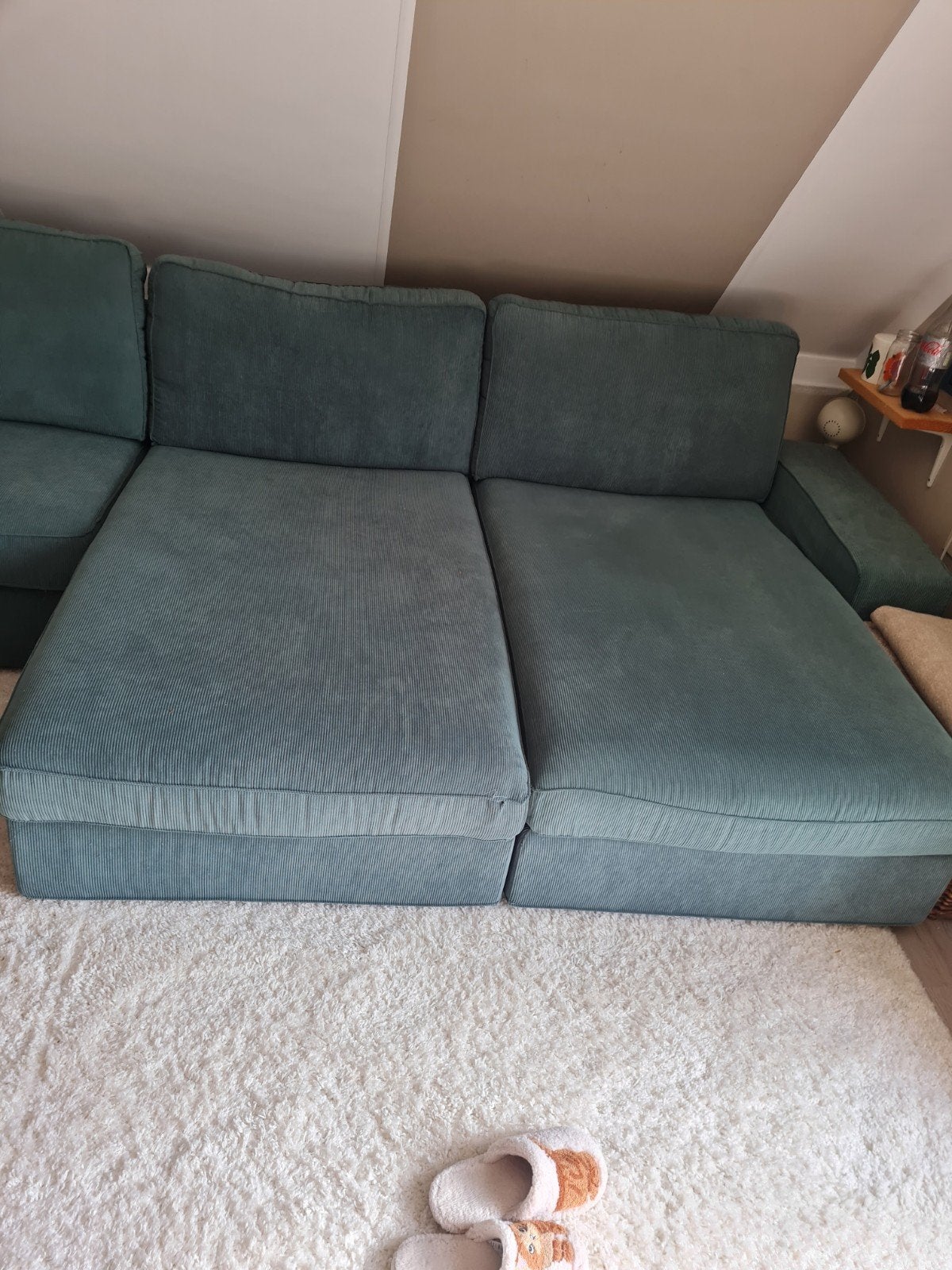 Grijs/groen geribde Kivik bankhoezen lounge, Ophalen of Verzenden, Zo goed als nieuw, 300 cm of meer