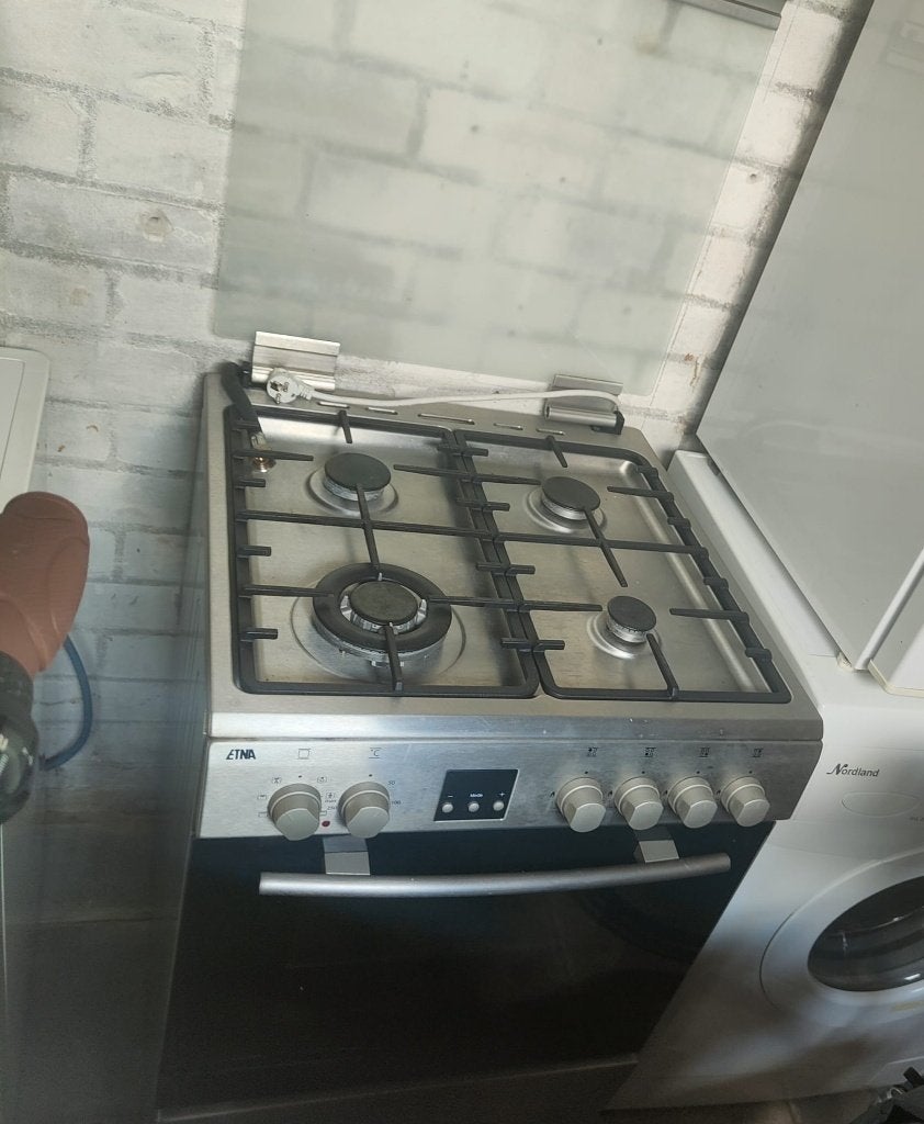 ETNA gasfornuis met elektrische oven en glazen afdekplaat, Ophalen, Gebruikt, 60 cm of meer, 4 kookzones