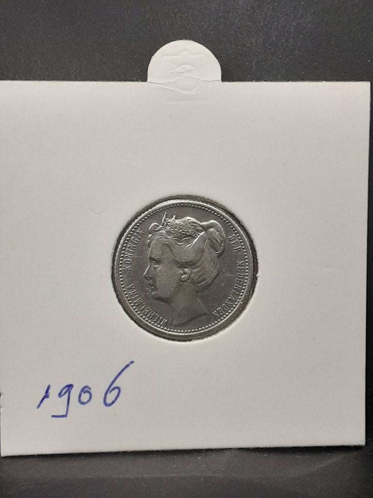 25 cent 1906 Koningin Wilhelmina, Verzenden, Zilver, 25 cent, Koningin Wilhelmina