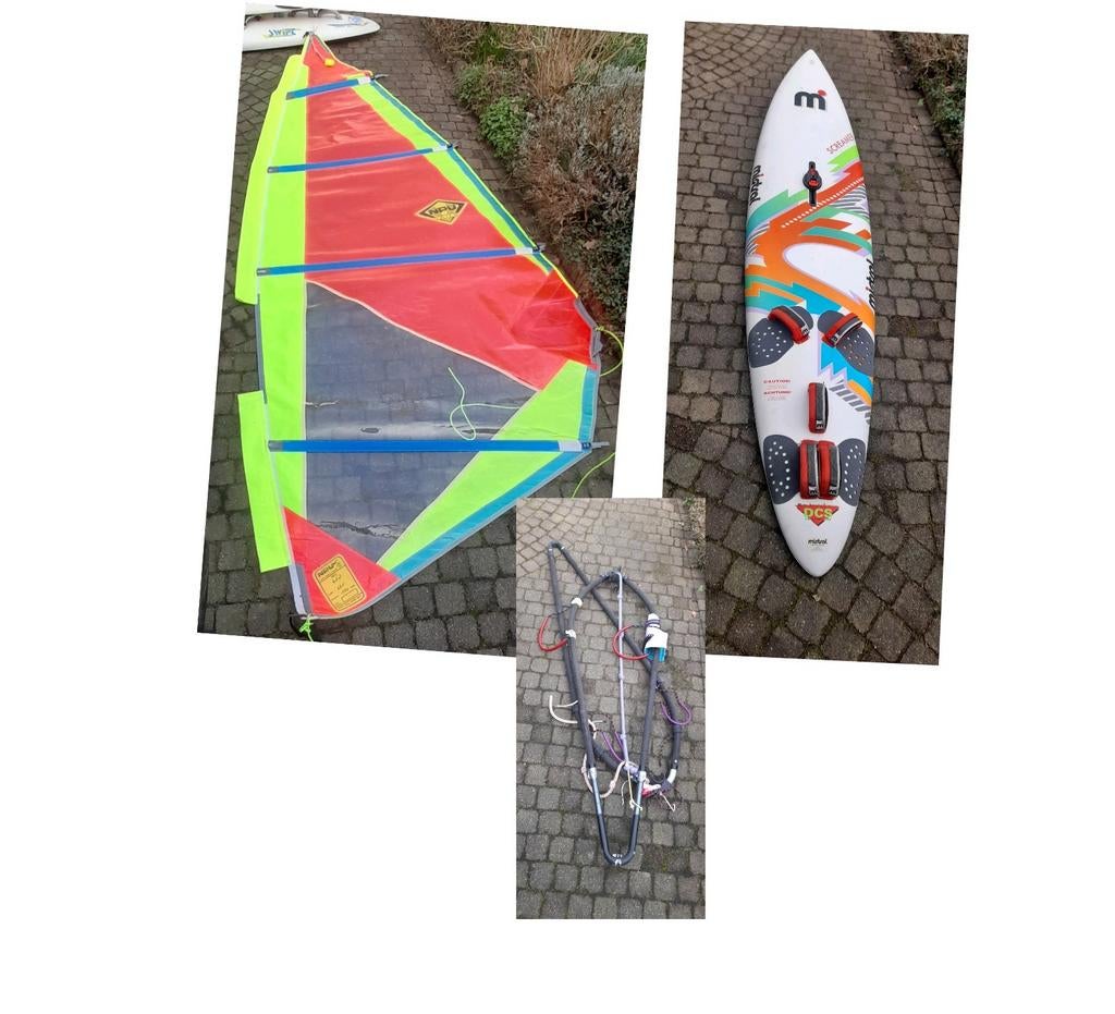 NPU Windsurfzeil 4.6 m² / Mistral Srceamer surfplank, Watersport en Boten, Windsurfen, Ophalen, 250 tot 300 cm, Zo goed als nieuw