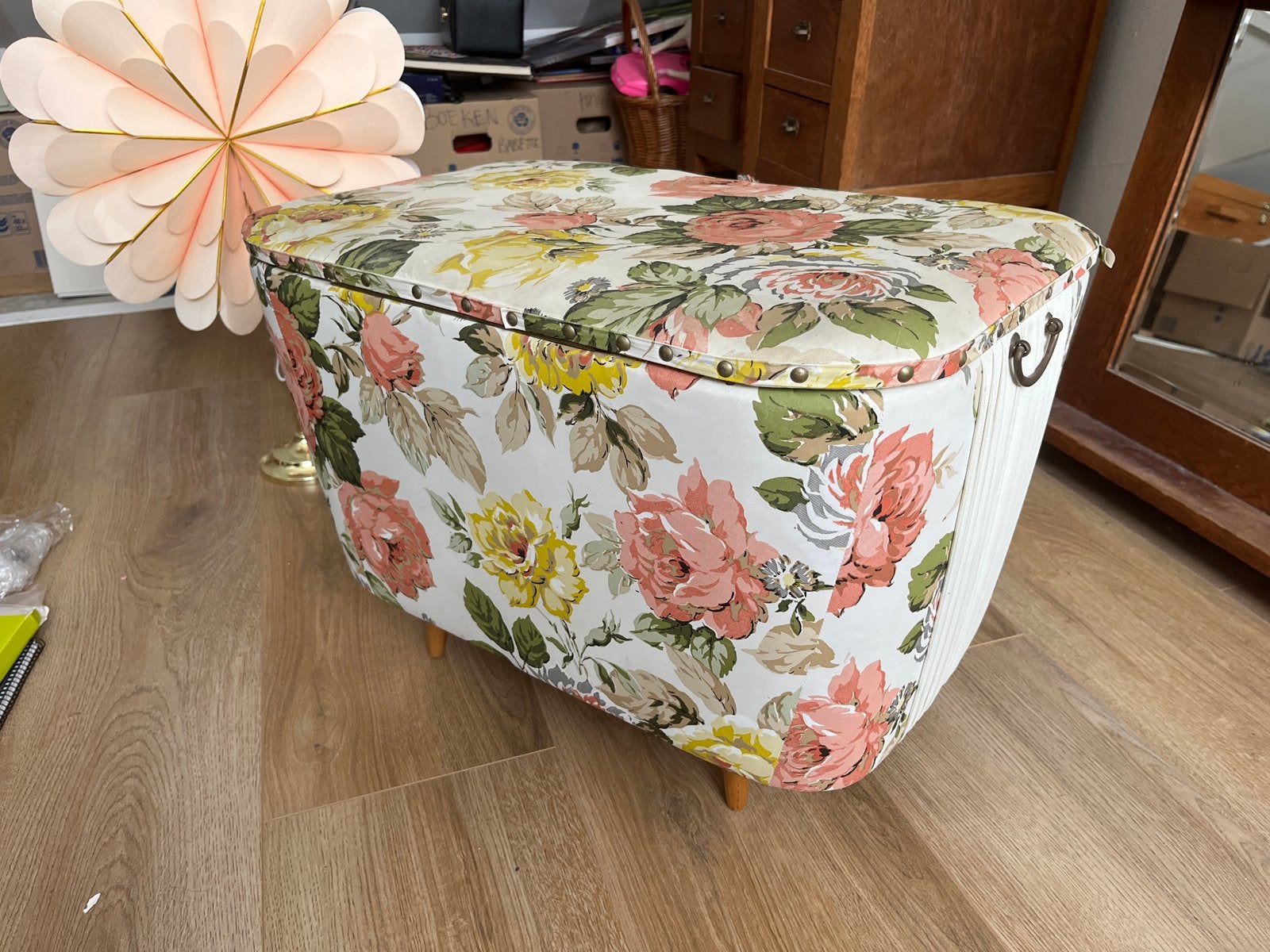 Vintage Naaimand met Bloemenprint en Opbergruimte, Ophalen