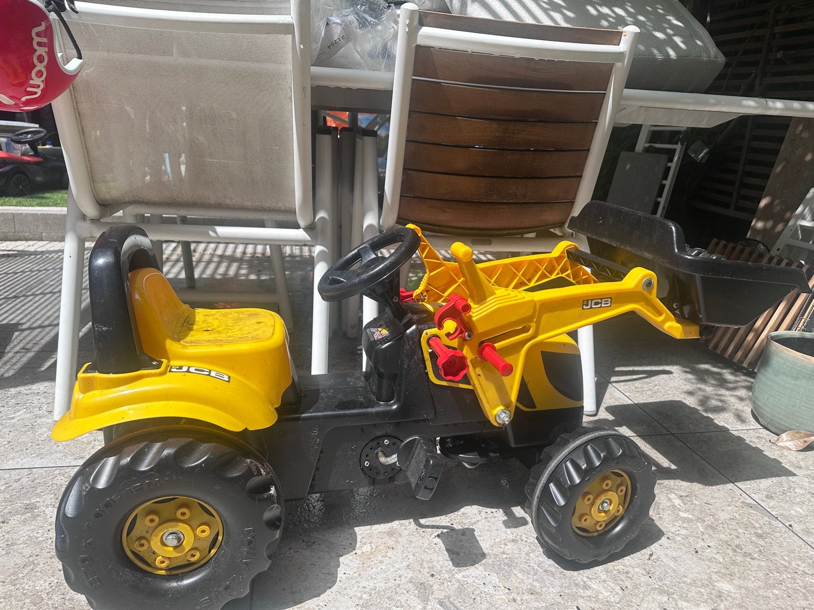 JCB Trapauto met aanhanger en voorlader, Kinderen en Baby's, Speelgoed | Buiten | Voertuigen en Loopfietsen, Ophalen, Gebruikt