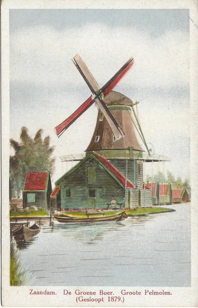 Zaandam (N.H.) Groote Pelmolen, Molen De Groene Boer, Ophalen of Verzenden, 1920 tot 1940, Ongelopen, Noord-Holland