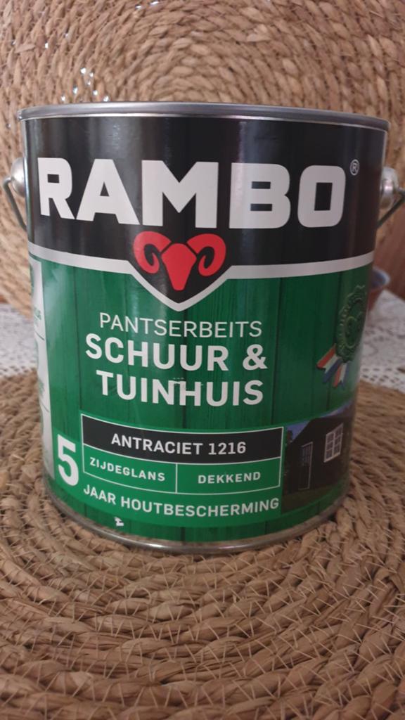 Rambo Tuinbeits  |  Antraciet  |  2,5 ltr, Nieuw, Beits, Ophalen of Verzenden, Grijs