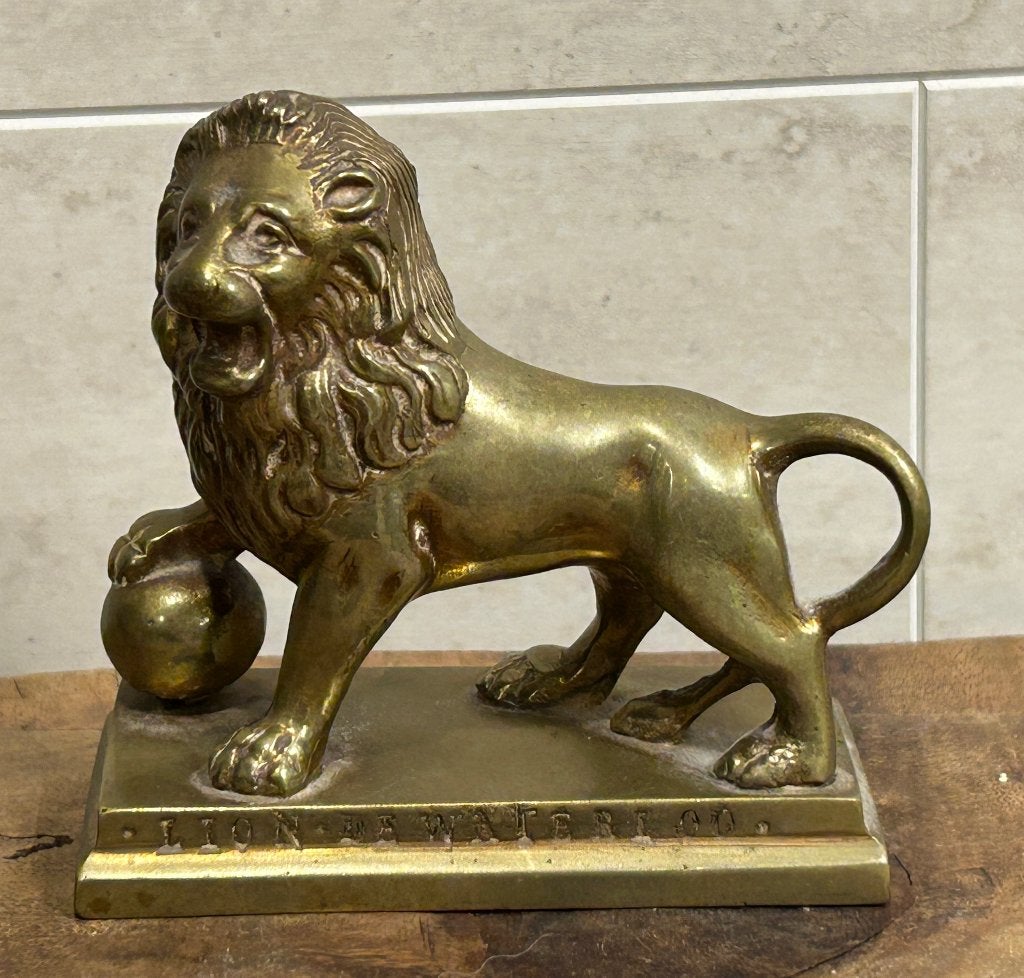 Antiek koper of bronzen leeuw van Waterloo beeldje, Ophalen of Verzenden