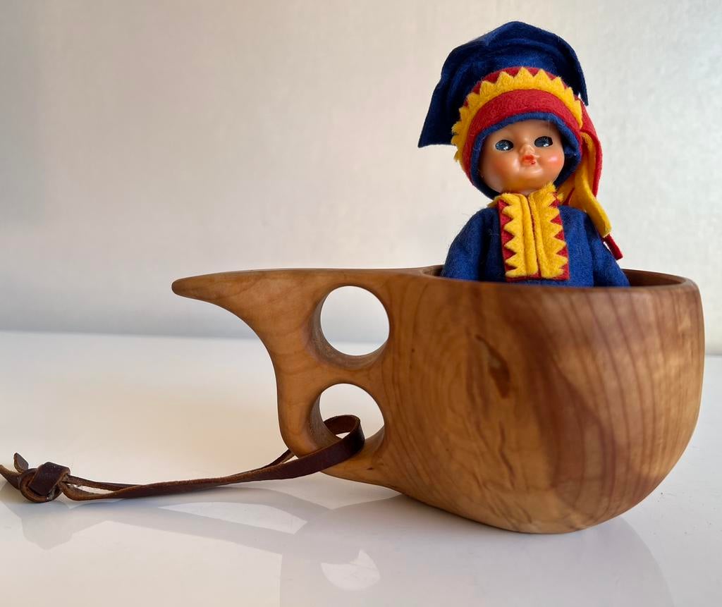 Vintage KUKSA Finland Sami Berkenhout Beker 0,2 DL, Ophalen of Verzenden