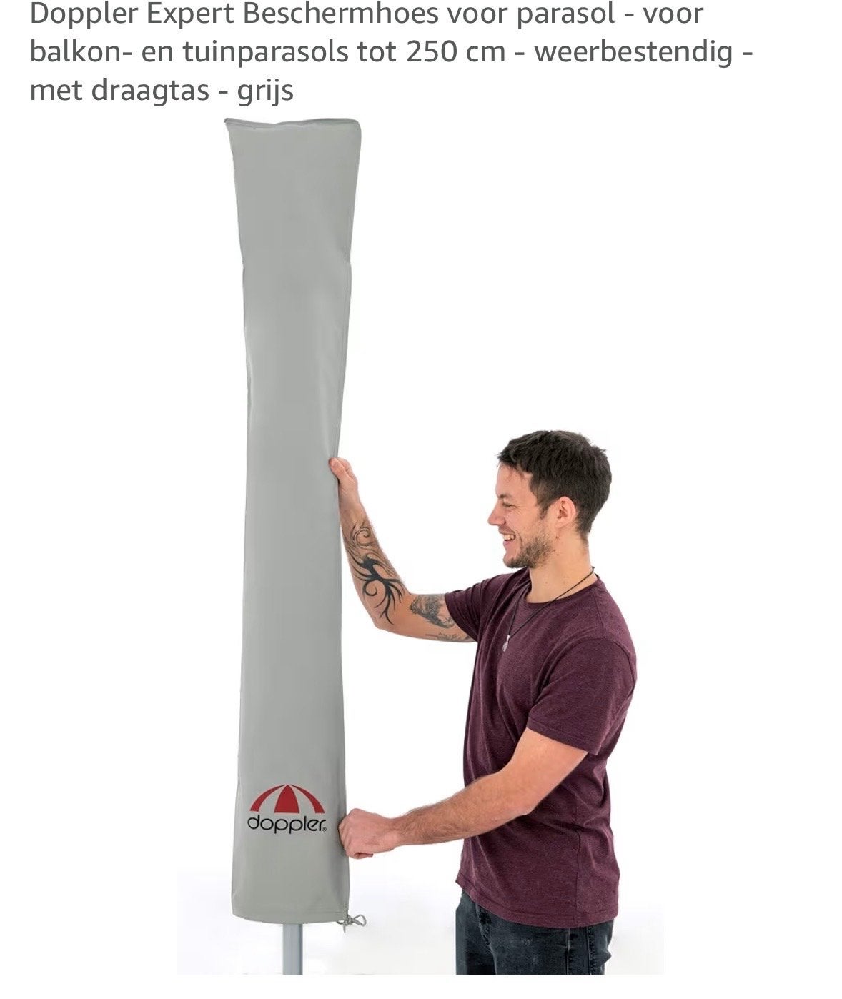 Doppler Expert Beschermhoes voor parasol tot 250 cm - grijs, Nieuw, Ophalen of Verzenden, Waterdicht, Minder dan 1 meter