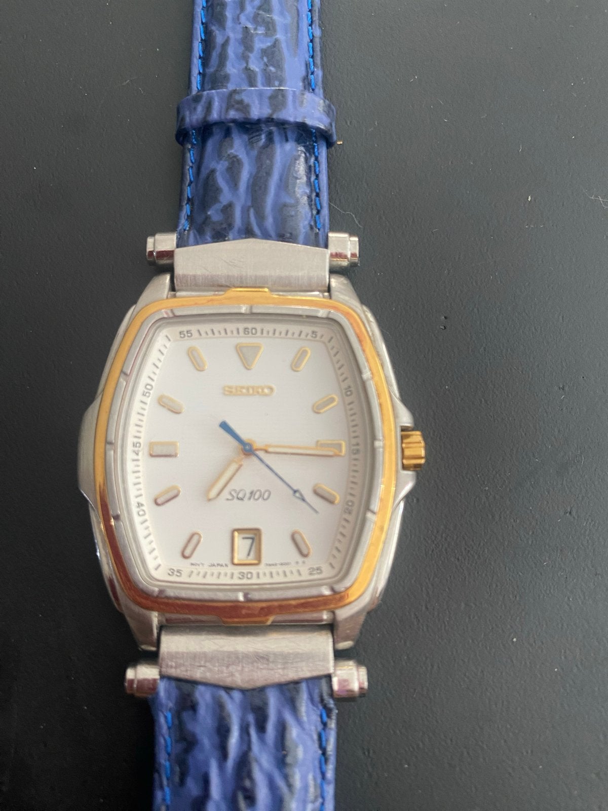Seiko SQ100 horloge - datum werkt niet, Seiko, Staal, Polshorloge, Ophalen of Verzenden