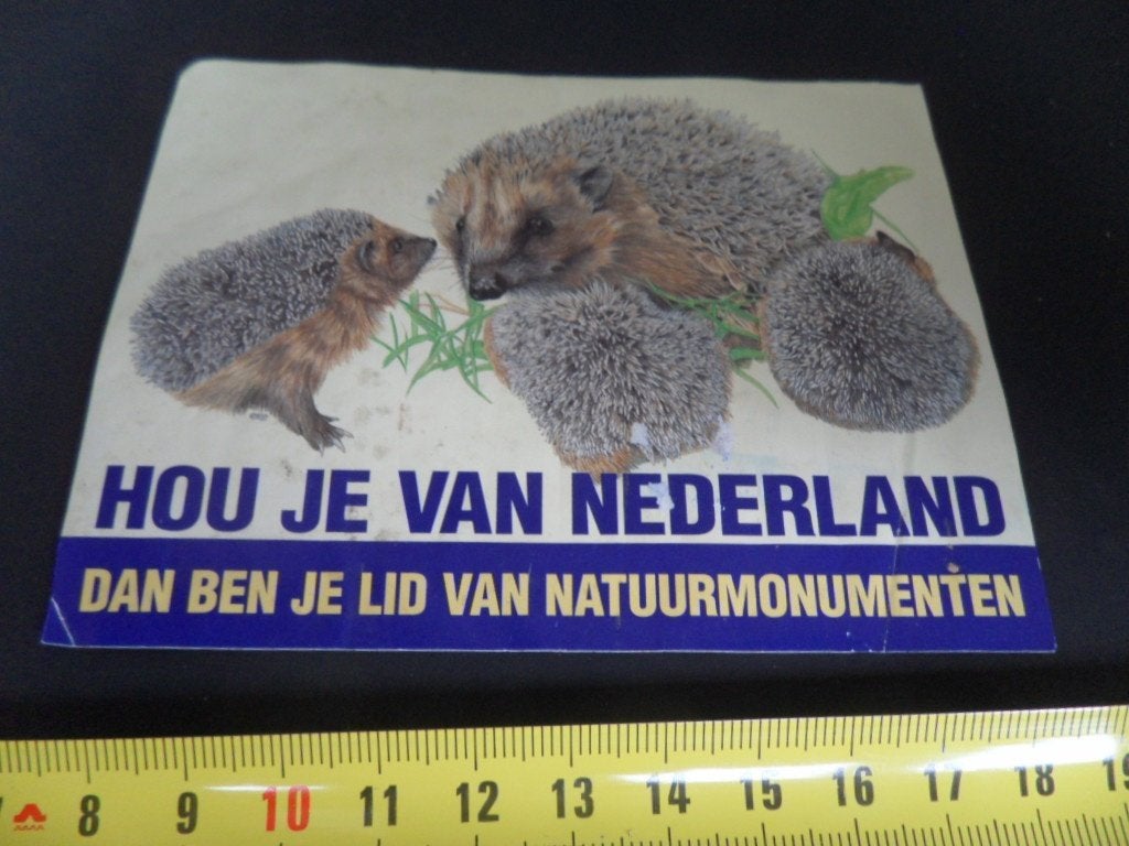 sticker Hou je van Nederland Natuurmonumenten EGEL EGELS, Verzamelen, Ophalen, Zo goed als nieuw