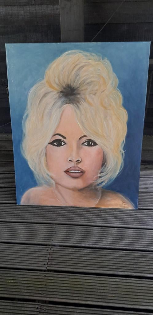Schilderij Brigitte Bardot - Handgeschilderd Portret, Ophalen of Verzenden