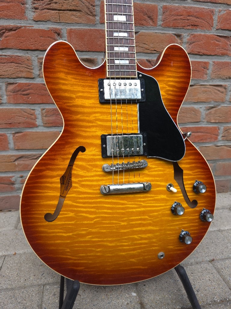 Gibson ES-335 Figured Ice Tea Burst, Ophalen of Verzenden, Zo goed als nieuw, Semi-solid body, Gibson