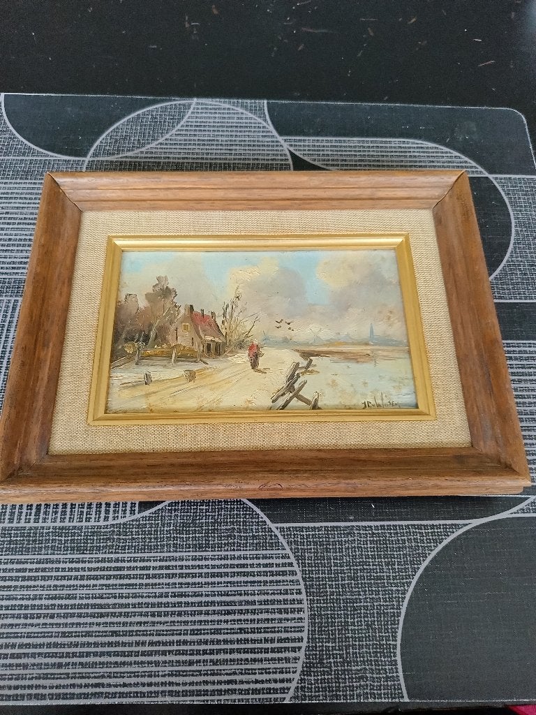klassiek winterlandschap– Oliedeschilderij JP van Wissen art, Ophalen of Verzenden, Gesigneerd