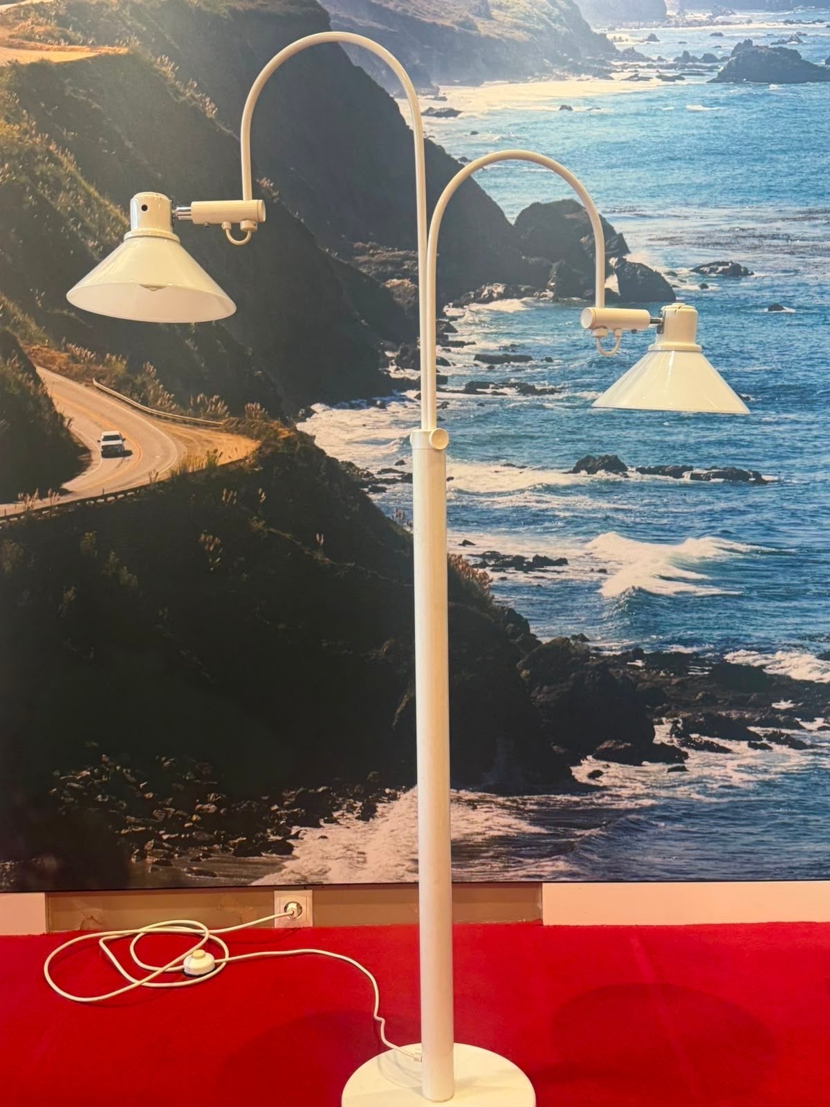 Witte staande lamp met twee kappen, Gebruikt, Metaal, 150 tot 200 cm, E27 (groot)