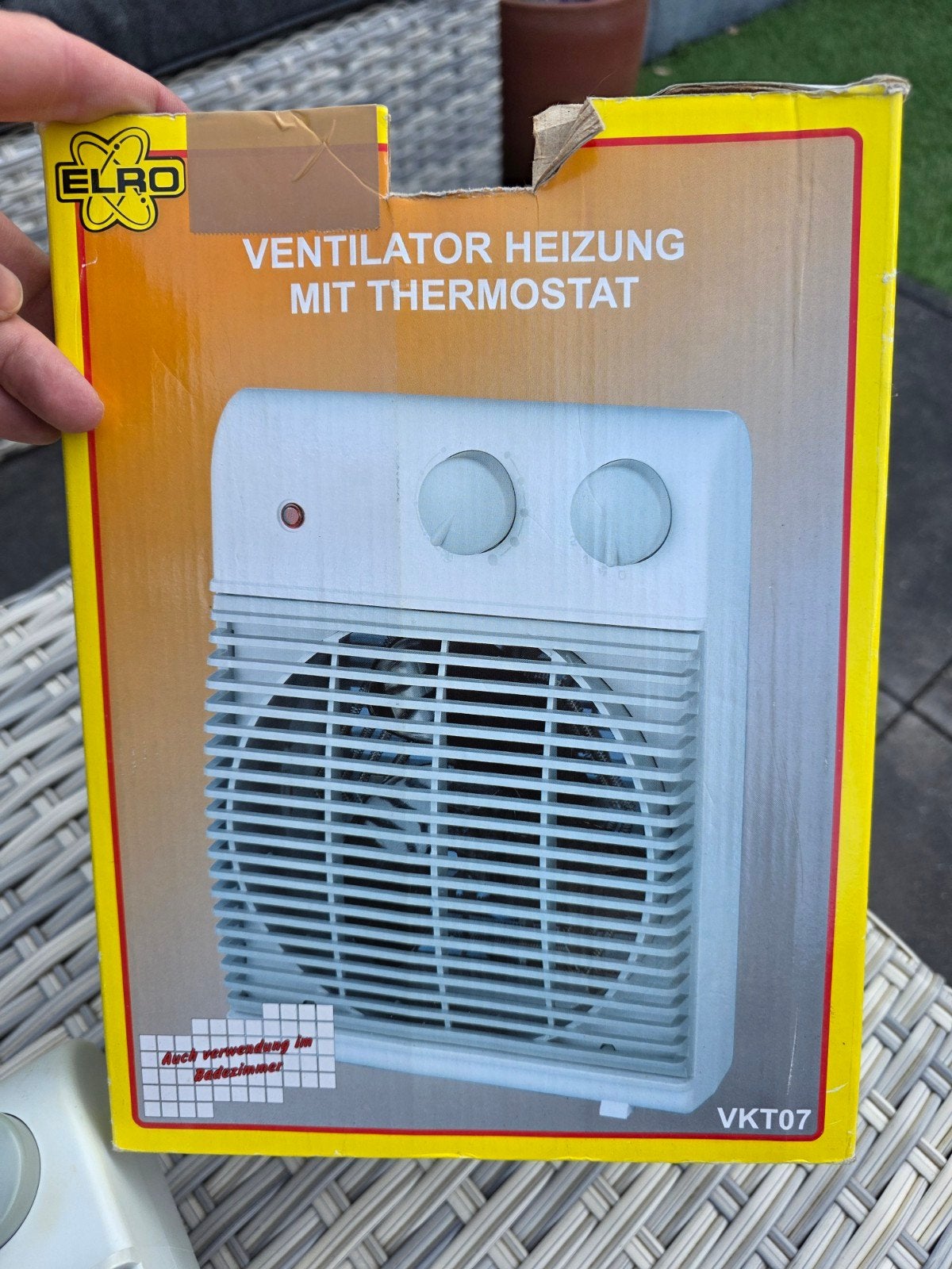 Elro Ventilator Verwarming met Thermostaat 1000/2000W, Gebruikt, Tafel- of Grondventilator, Minder dan 60 m³, 2 snelheden