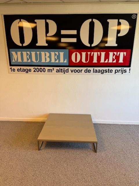 salontafel eiken fineer met RVS onderstel, Ophalen, Overige materialen, Gebruikt, 50 tot 100 cm