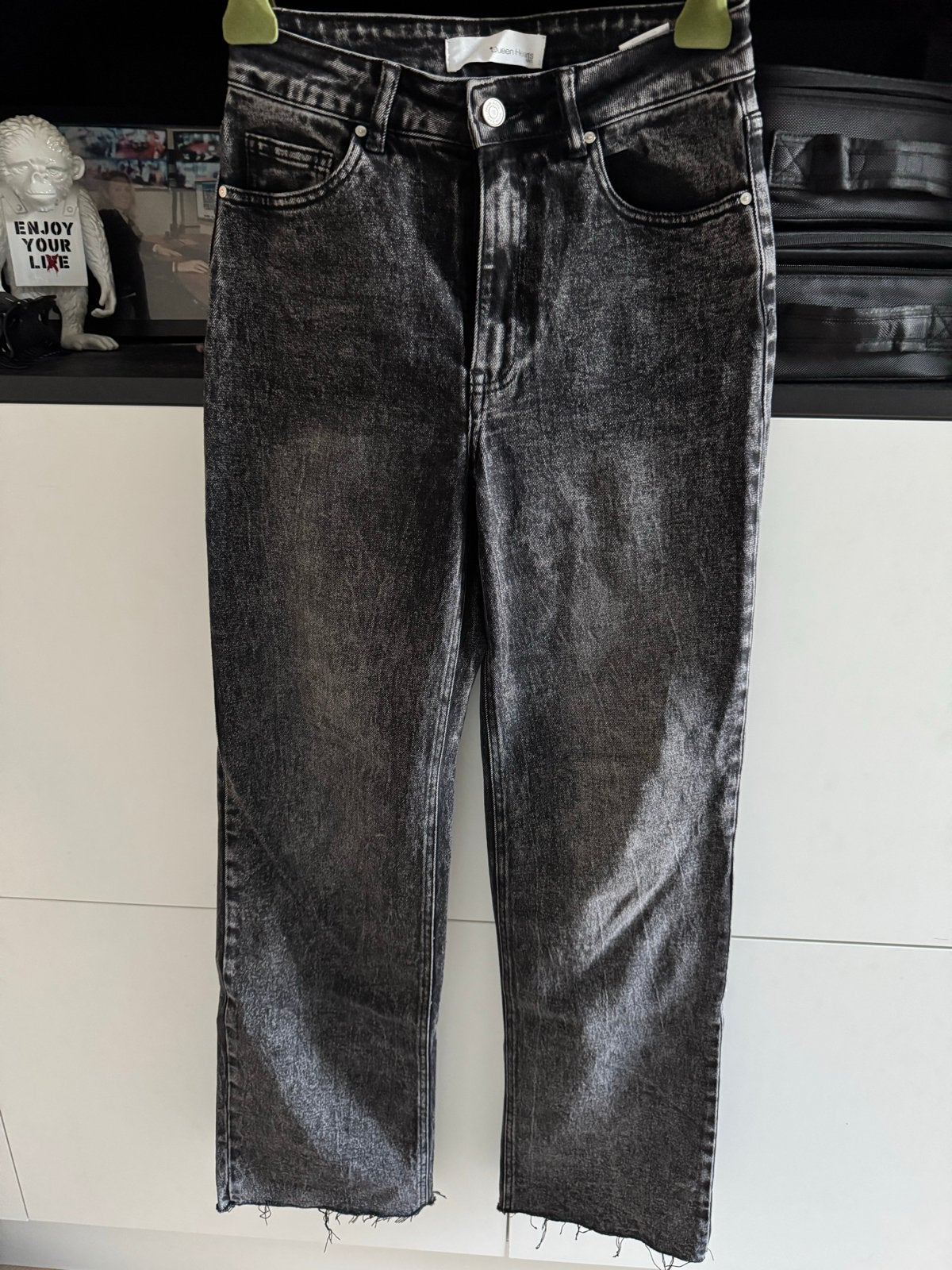 Queen Hearts Wide Leg Jeans Donkergrijs Maat S (36), Ophalen, Zo goed als nieuw, Zwart, W28 - W29 (confectie 36)